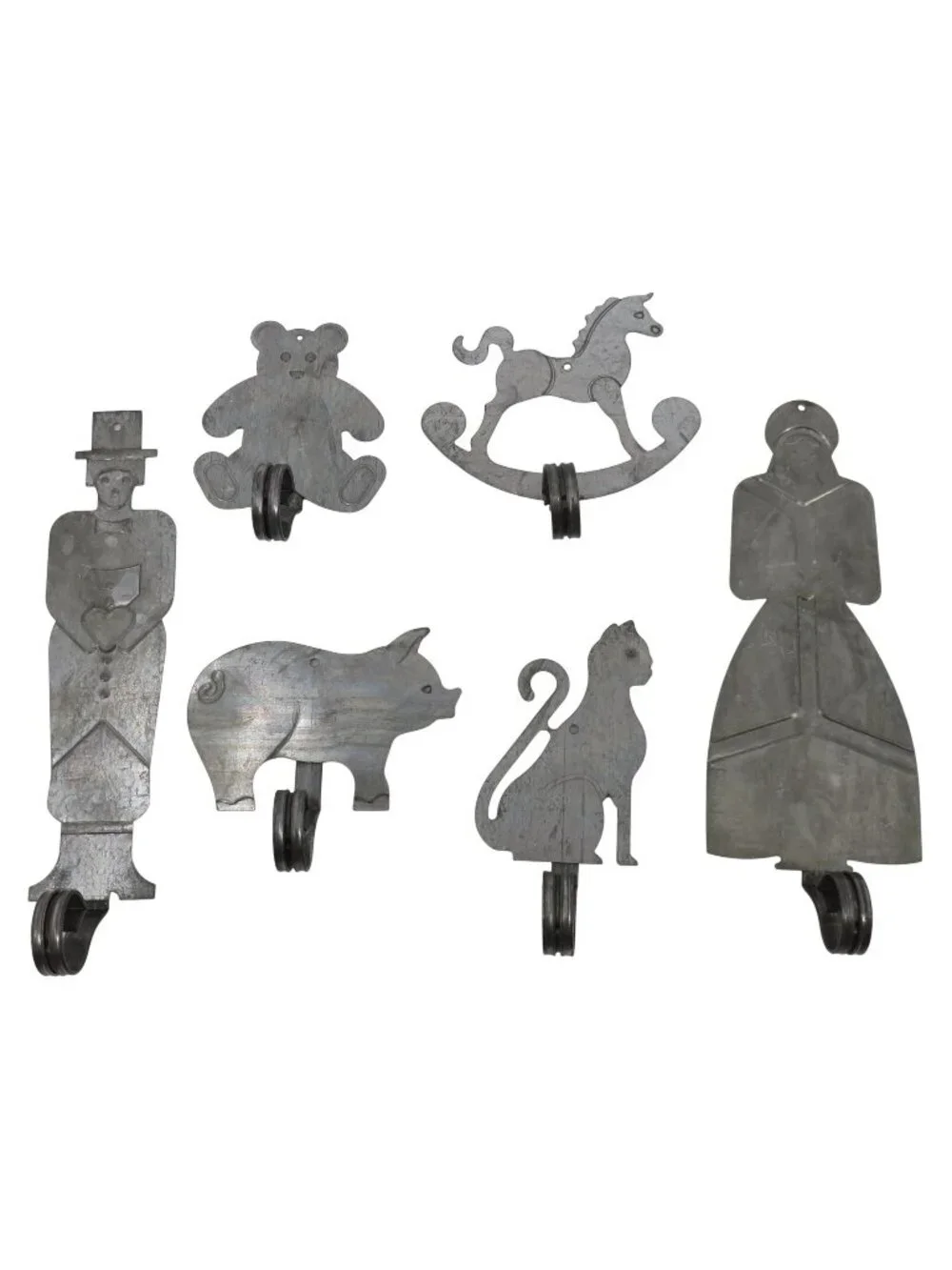 VTG Set of 6 Silver Tone Metal Amish Country Hanging Wall Hooks Grannycore Farm